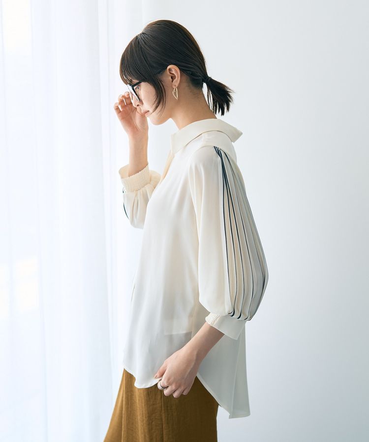 YECCA VECCA「ラインプリーツスリーブシャツ」|シャツ・ブラウス|