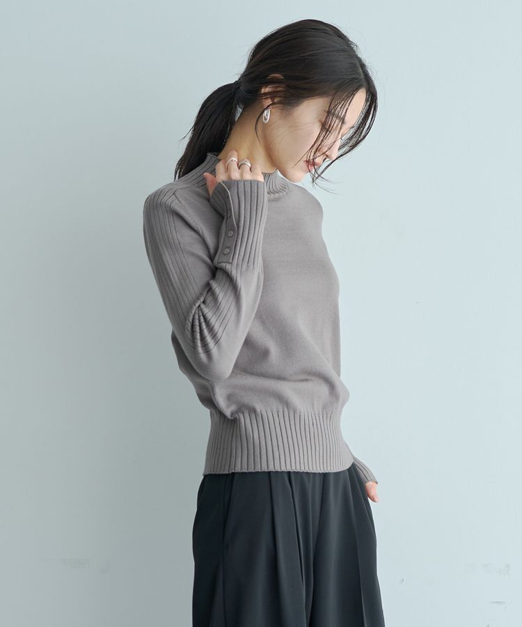 YECCA VECCA「袖口釦リブMIXニット」|ニット・セーター|
