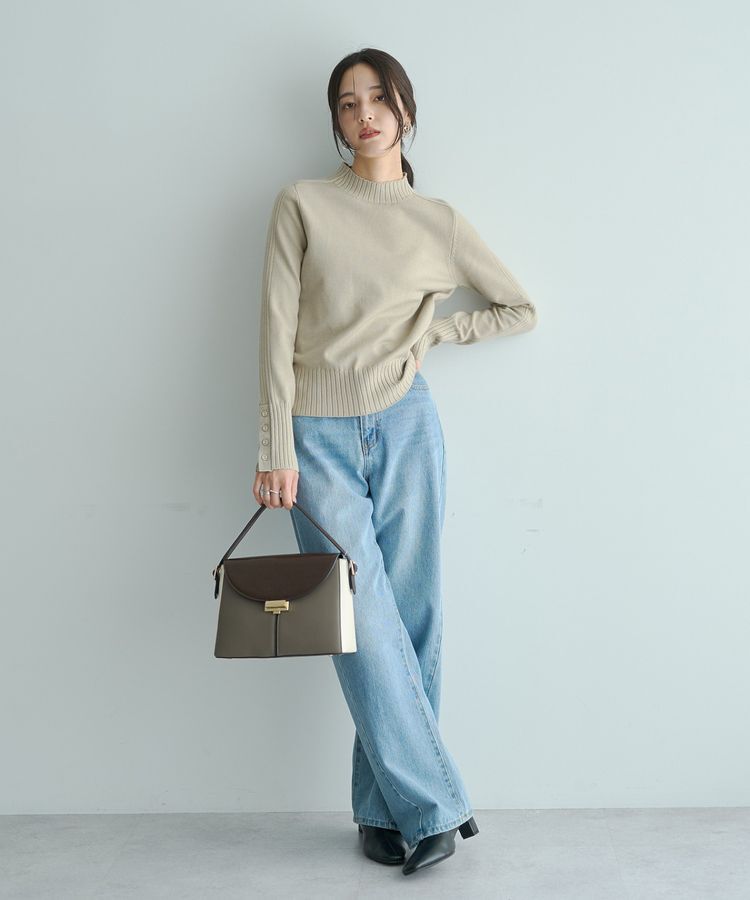 YECCA VECCA「袖口釦リブMIXニット」|ニット・セーター|