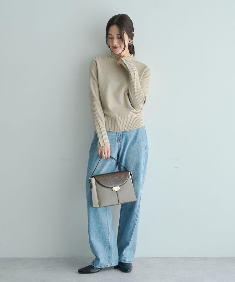 YECCA VECCA「袖口釦リブMIXニット」|ニット・セーター|