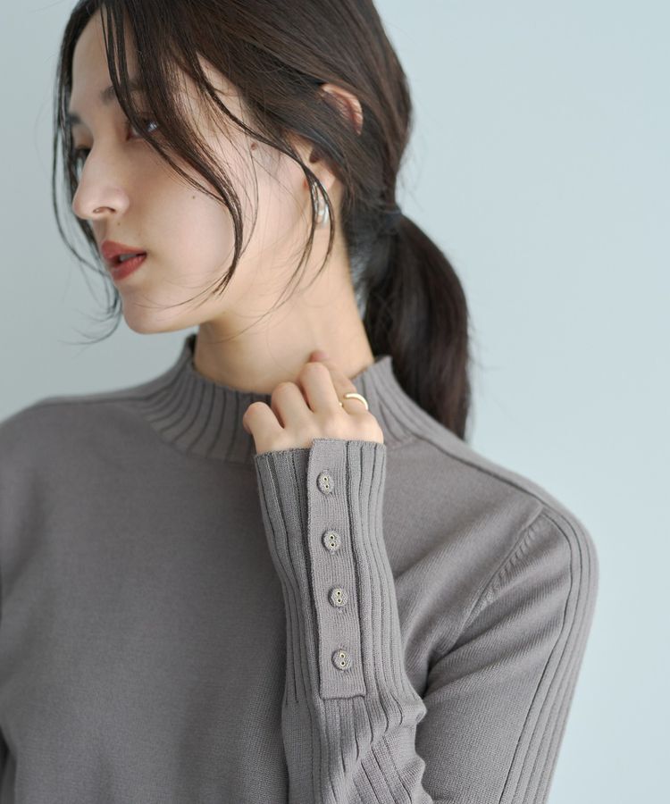 YECCA VECCA「袖口釦リブMIXニット」|ニット・セーター|