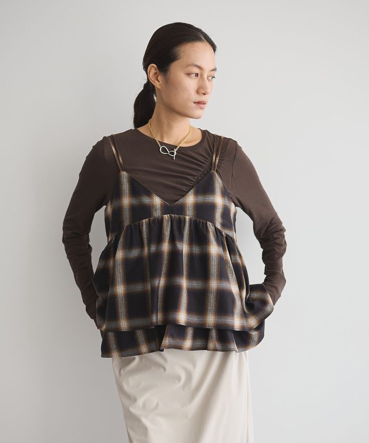 GARAGE OF GOOD CLOTHING「【日本製】オンブレチェックVネックキャミソール」|ベスト・ジレ|