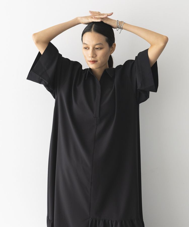 GARAGE OF GOOD CLOTHING「無地アシンメトリー７分袖ワンピース」|ワンピース|