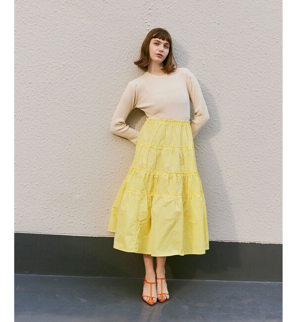 LOULOU WILLOUGHBY「【LOULOU WILLOUGHBY】タフタティアードニットワンピース」|ワンピース|