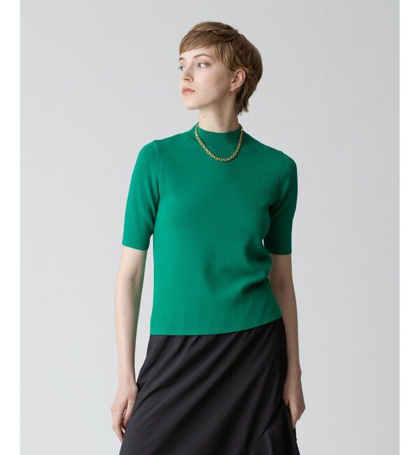 allureville「◇ 総針モックネック5分袖プルオーバー」|ニット・セーター|