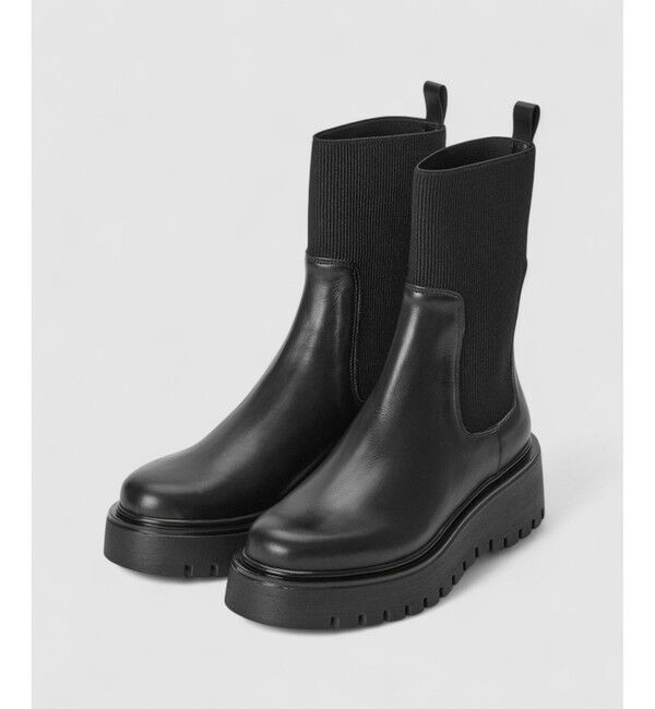 allureville「【allureville&times;CORSO ROMA 9】サイドゴアショートブーツ」|ロングブーツ|ブラック