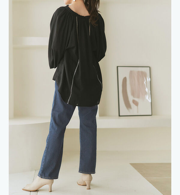 titivate「ハイウエストセミフレアデニムパンツ」|デニム|