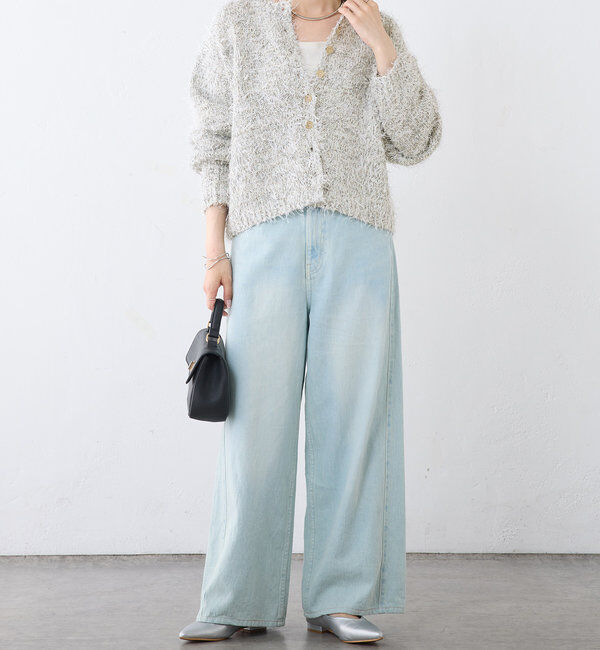  「異素材MIXリボンテープヤーンカーディガン」|カーディガン|