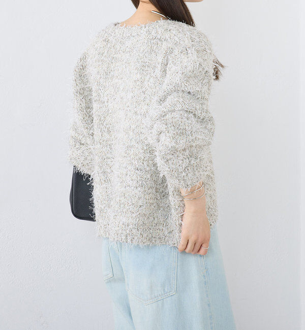  「異素材MIXリボンテープヤーンカーディガン」|カーディガン|