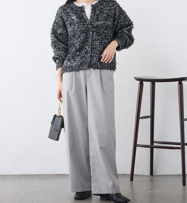  「異素材MIXリボンテープヤーンカーディガン」|カーディガン|