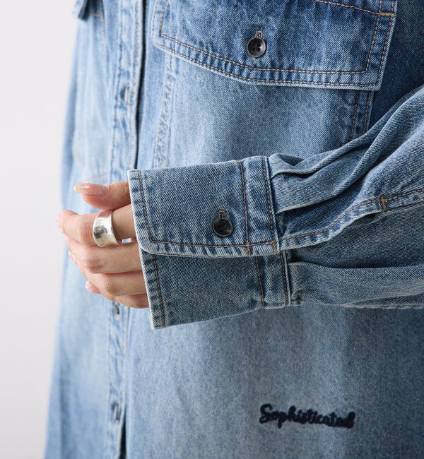  「【PUAL名品！】ヴィンテージライクデニムバンドカラーシャツ」|シャツ・ブラウス|