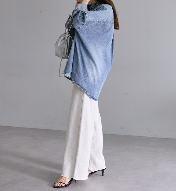  「【PUAL名品！】ヴィンテージライクデニムバンドカラーシャツ」|シャツ・ブラウス|