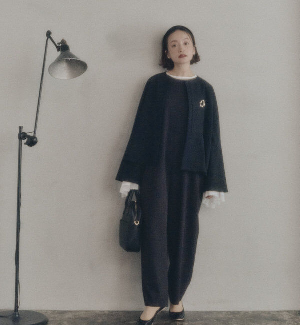  「【Du noir】ノーカラーペプラムシルエットジャケット」|テーラードジャケット|