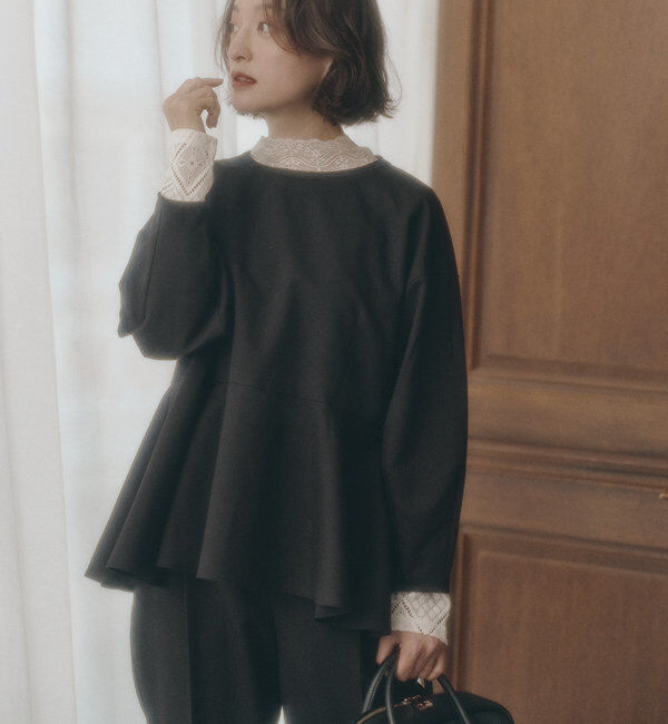  「ストレッチレースハイネックカットソー」|プルオーバー|
