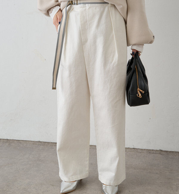  「ベルト付きリラックスデニムパンツ」|デニム|