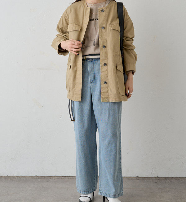  「ベルト付きリラックスデニムパンツ」|デニム|