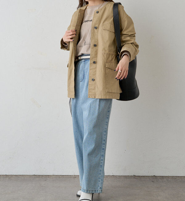  「ベルト付きリラックスデニムパンツ」|デニム|