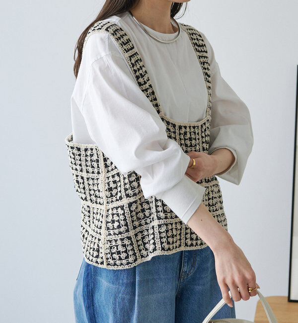  「【リバイバル/WEB限定】クロシェ編み風ビスチェ」|ニット・セーター|