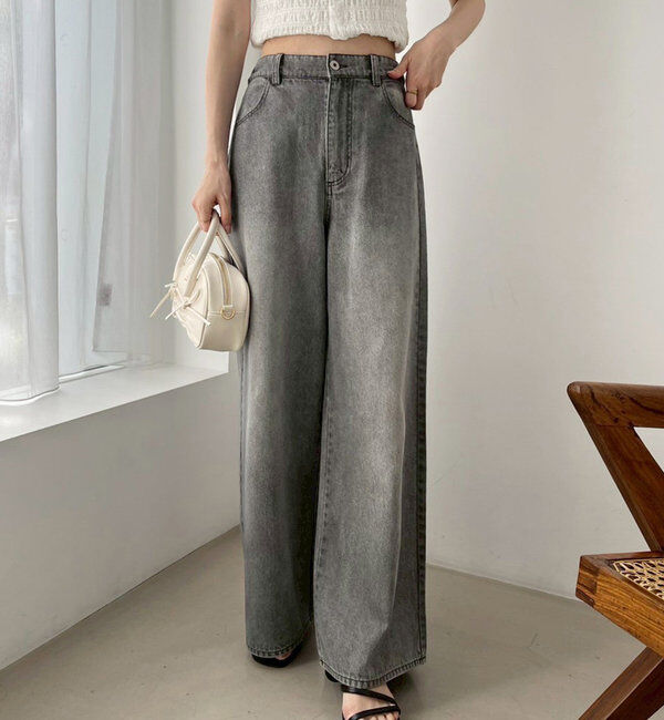  「【ウエストサイズ調整可】美脚ワイドデニム」|その他|