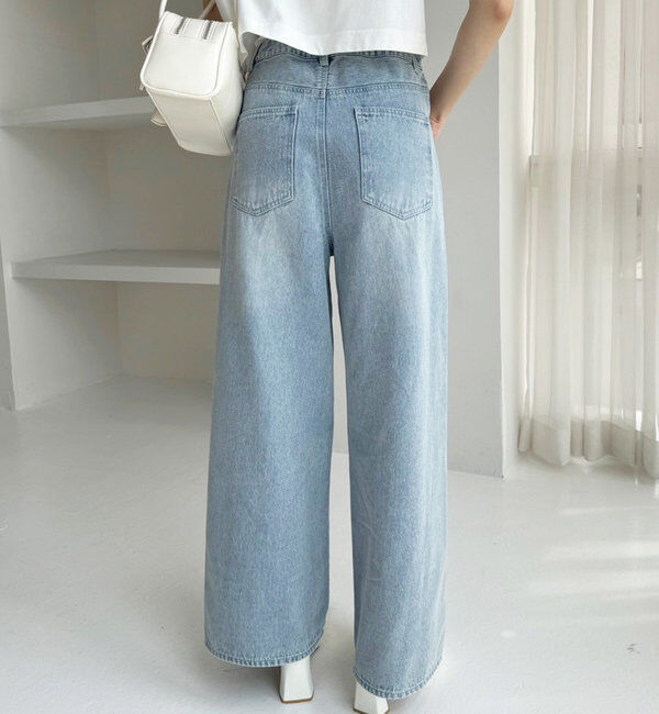  「【ウエストサイズ調整可】美脚ワイドデニム」|その他|