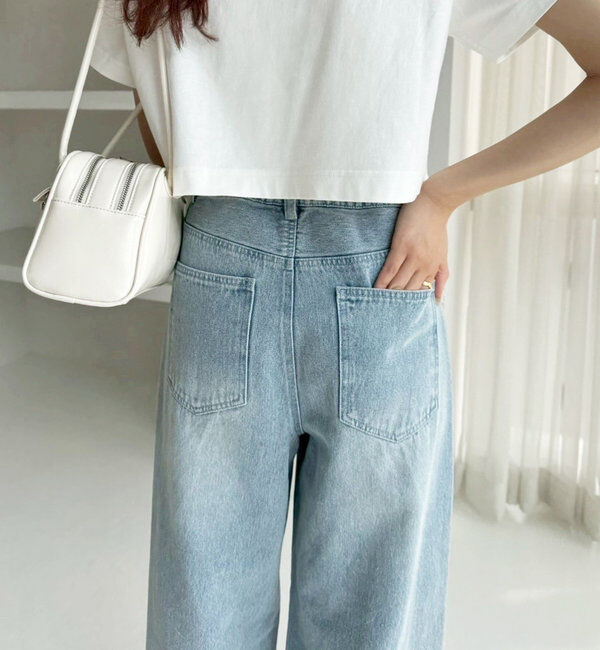  「【ウエストサイズ調整可】美脚ワイドデニム」|その他|