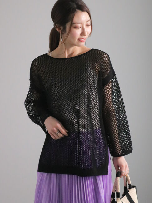Te chichi「メッシュニット」|ニット・セーター|ブラック