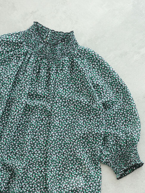 Te chichi「プリントシャーリングスタンドブラウス」|シャツ・ブラウス|グリーン