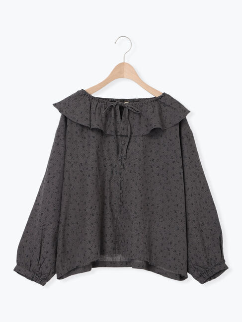 Samansa Mos2「【Slow linen】柄アソートフリルブラウス」|シャツ・ブラウス|