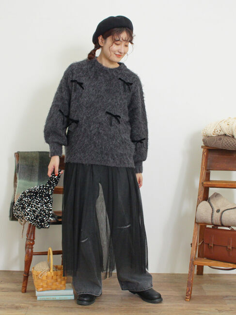 Samansa Mos2「ベロアリボン付ニット」|ニット・セーター|