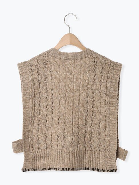 Samansa Mos2「◎ブランケットステッチケーブル編みショートベスト」|ダウンベスト・ベスト|