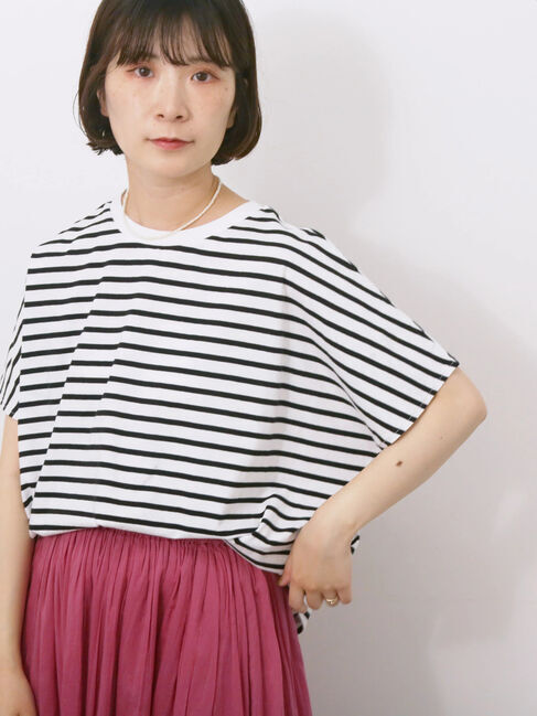 Samansa Mos2 blue「【USAコットン】アソートフレンチスリーブTシャツ」|Tシャツ・カットソー|