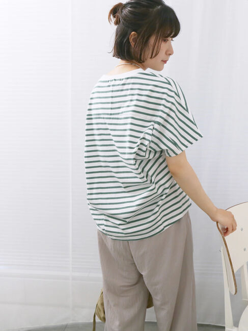 Samansa Mos2 blue「【USAコットン】アソートフレンチスリーブTシャツ」|Tシャツ・カットソー|