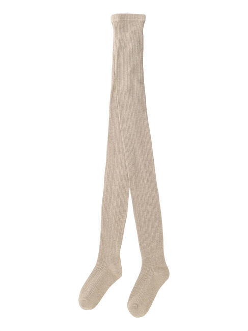 Samansa Mos2「リブタイツ」|ソックス|ベージュ