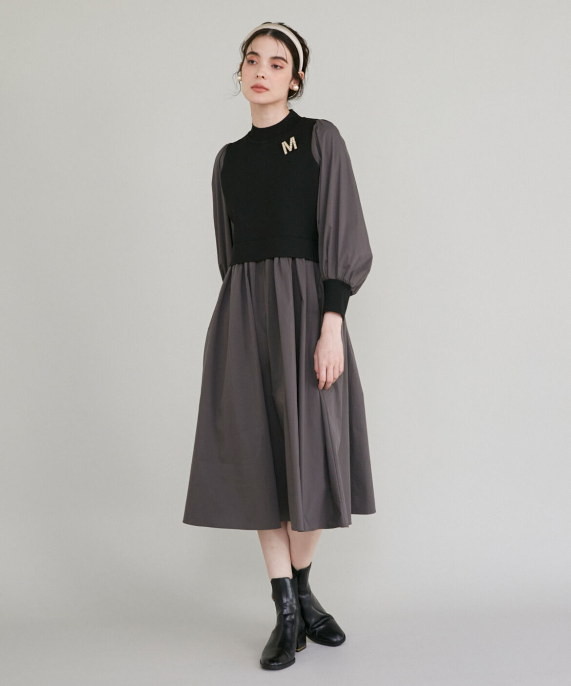 Maglie le cassetto「《M Maglie le cassetto》ドッキングニットワンピース」|ワンピース|スミクロ5