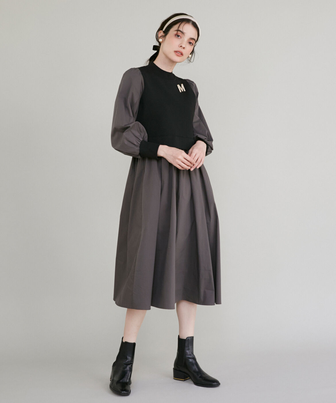 Maglie le cassetto「《M Maglie le cassetto》ドッキングニットワンピース」|ワンピース|