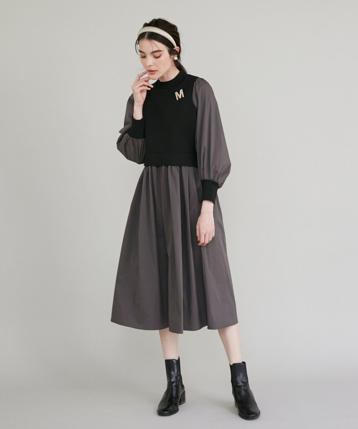 Maglie le cassetto「《M Maglie le cassetto》ドッキングニットワンピース」|ワンピース|