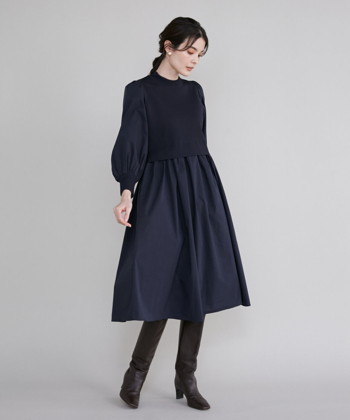 Maglie le cassetto「《M Maglie le cassetto》ドッキングニットワンピース」|ワンピース|