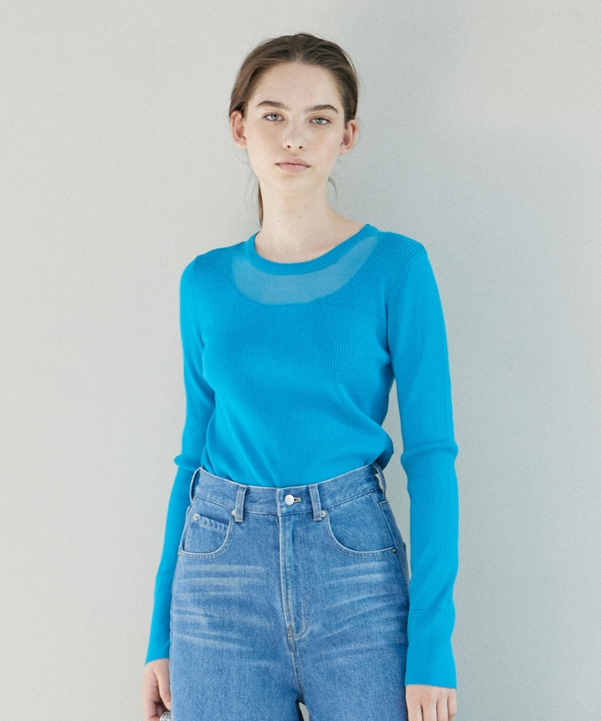 INED「《INED CLARO》シアーネックリブニット」|ニット・セーター|