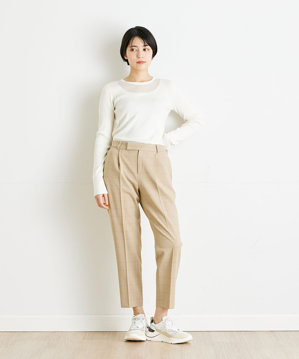 INED「《INED CLARO》シアーネックリブニット」|ニット・セーター|