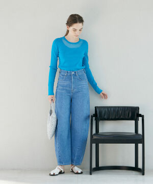 INED「《INED CLARO》シアーネックリブニット」|ニット・セーター|