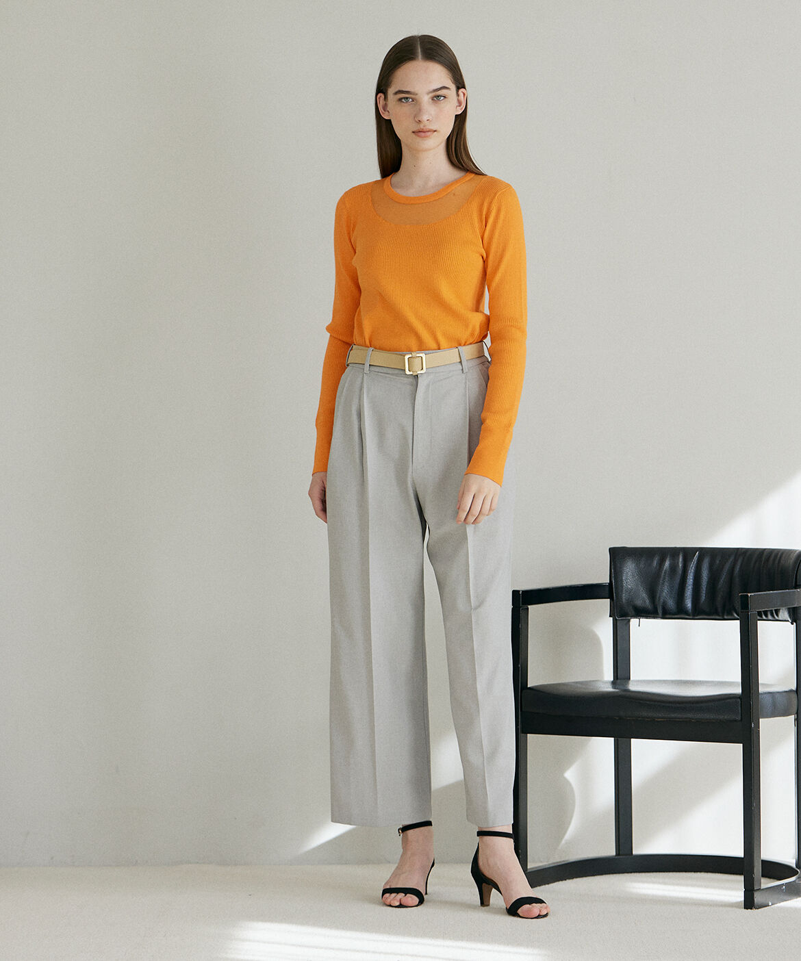 INED「《INED CLARO》シアーネックリブニット」|ニット・セーター|