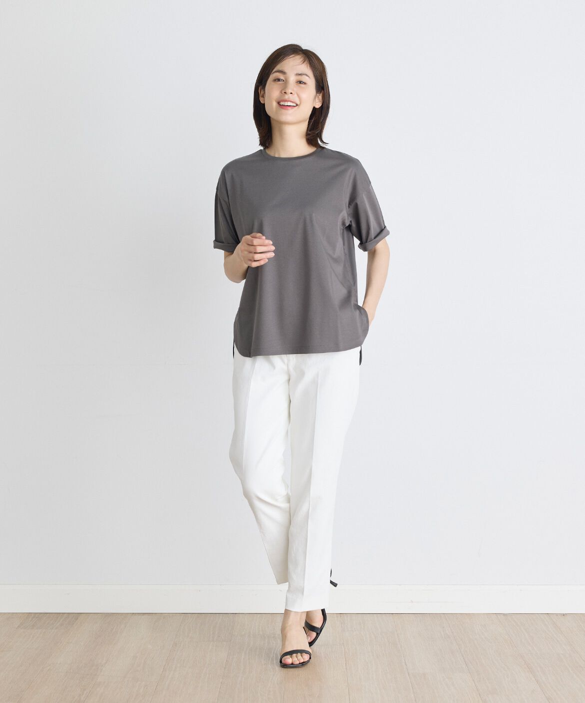 7-IDconcept.「《大きいサイズ》ラウンドヘムTシャツ《SUPER COOL TOUCH COTTON》」|Tシャツ・カットソー|