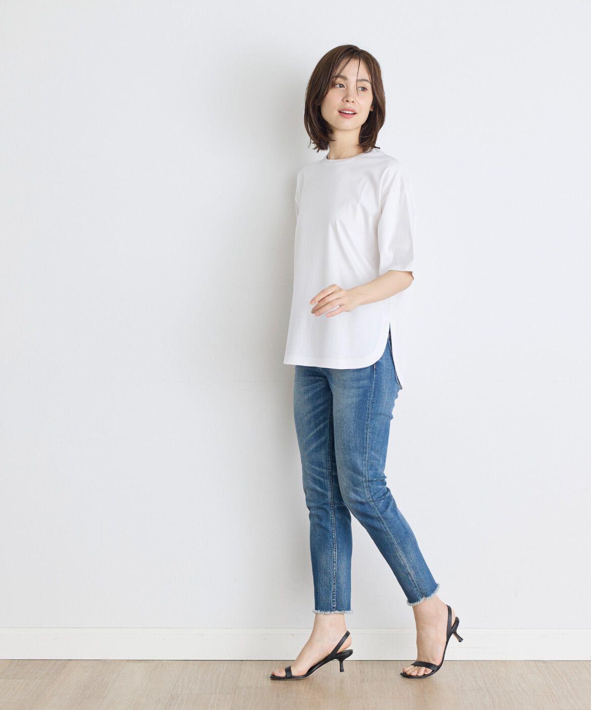 7-IDconcept.「《大きいサイズ》ラウンドヘムTシャツ《SUPER COOL TOUCH COTTON》」|Tシャツ・カットソー|