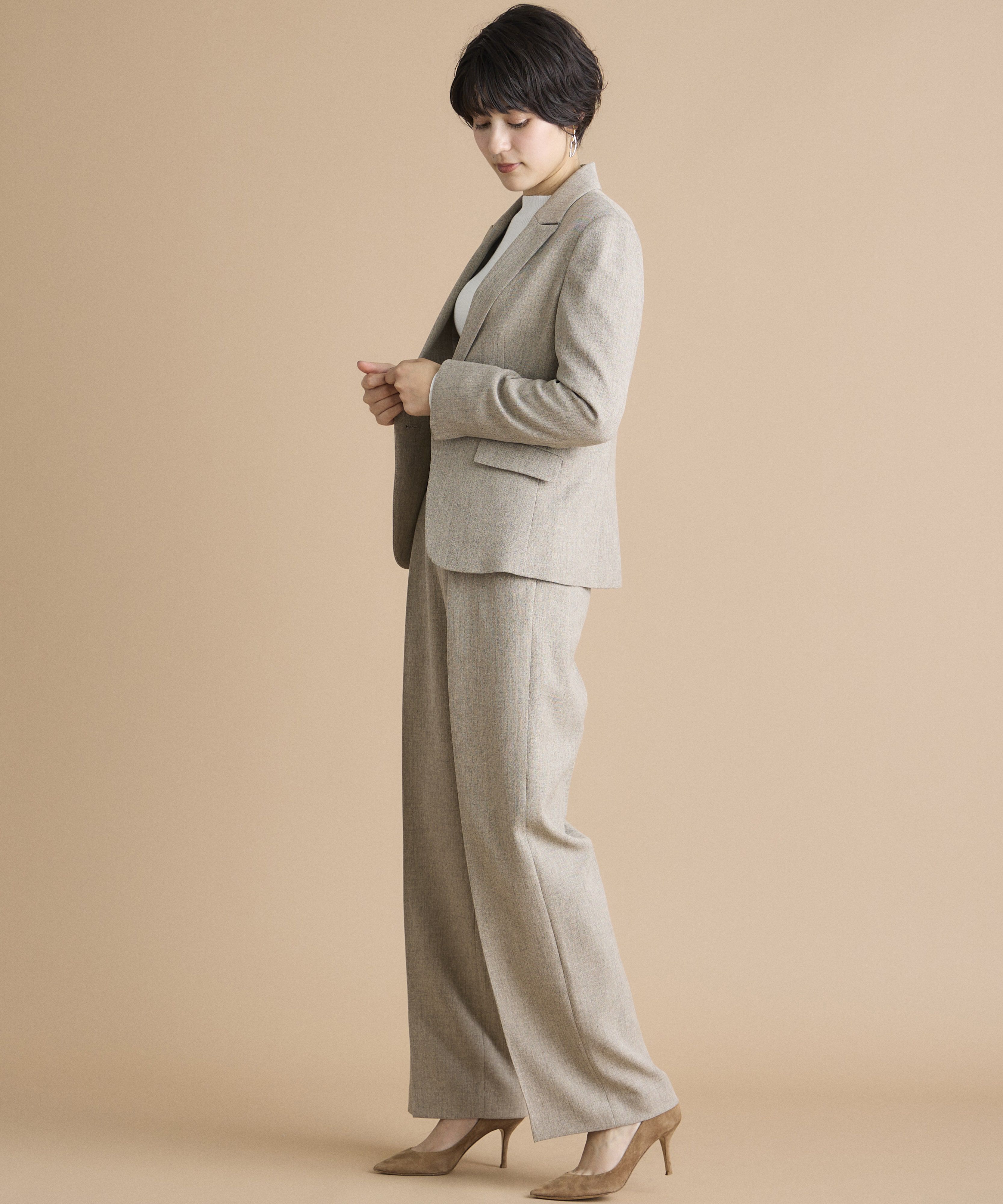 INED「《INED CLARO》シャークスキンツイードパンツ」|その他|