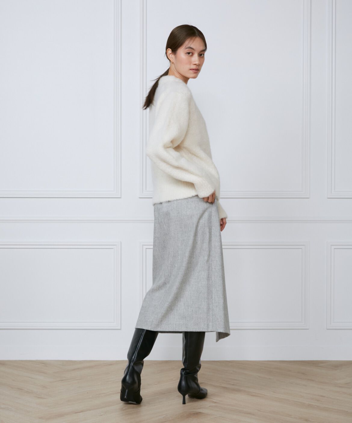 INED「《大きいサイズ》ラップ風スカート《Botto Giuseppe》」|タイト|