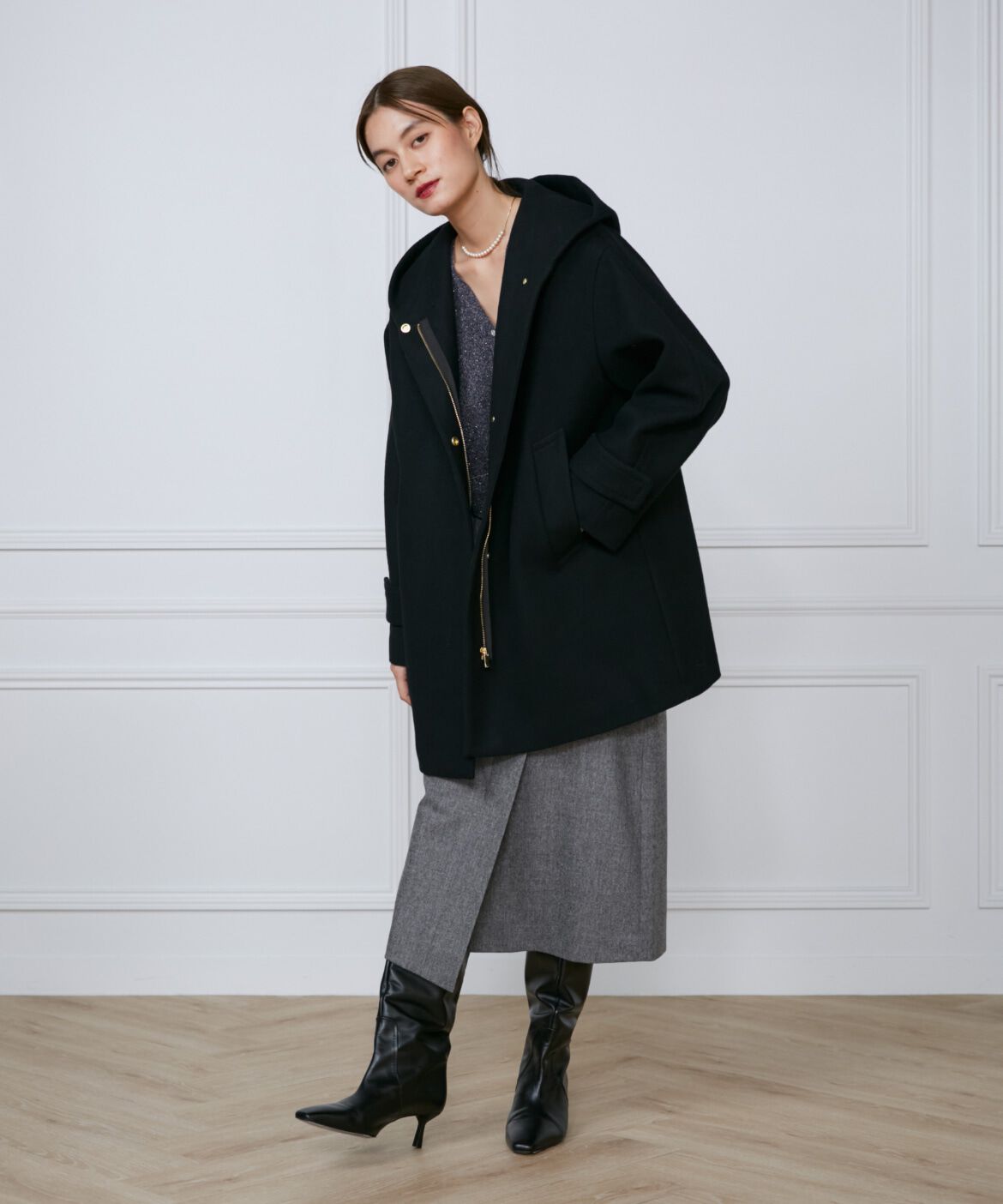 INED「《大きいサイズ》ラップ風スカート《Botto Giuseppe》」|タイト|