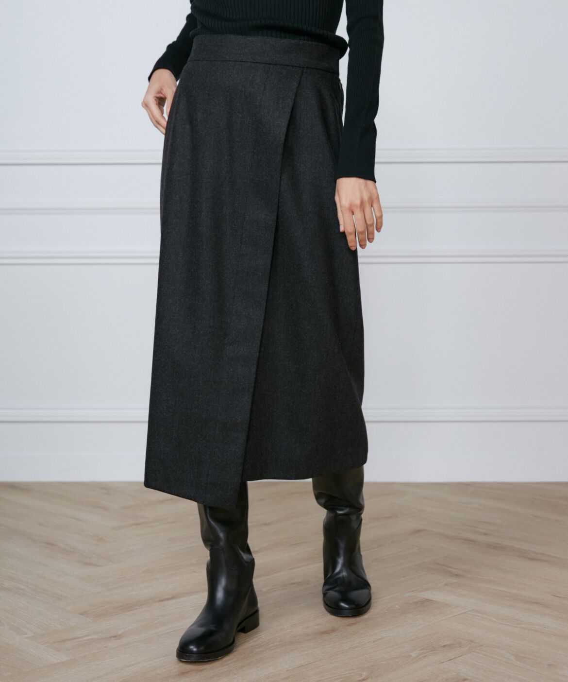 INED「《大きいサイズ》ラップ風スカート《Botto Giuseppe》」|タイト|