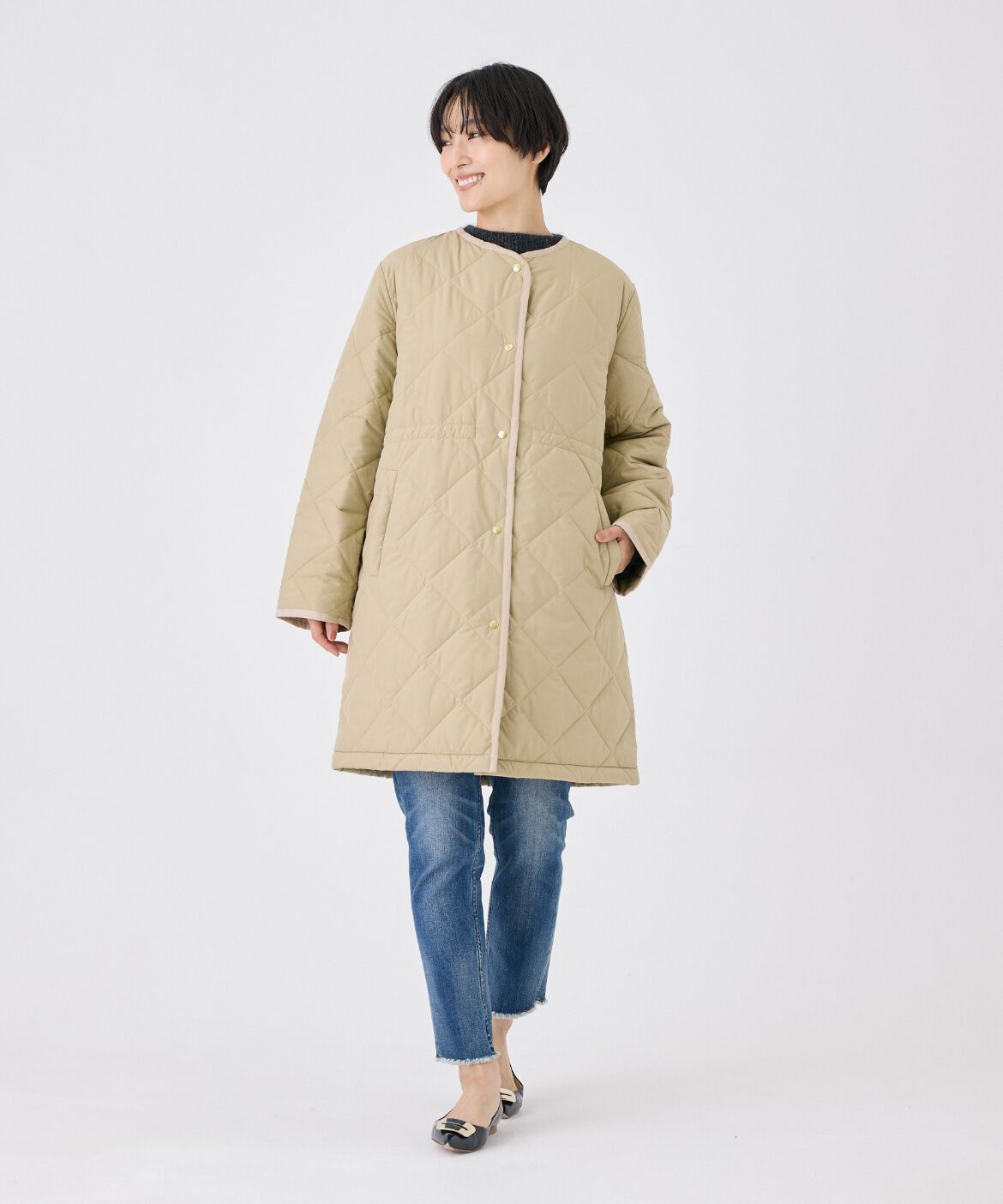 7-IDconcept.「《大きいサイズ》キルティングコート《LIMONTA EAST》」|ステンカラーコート|