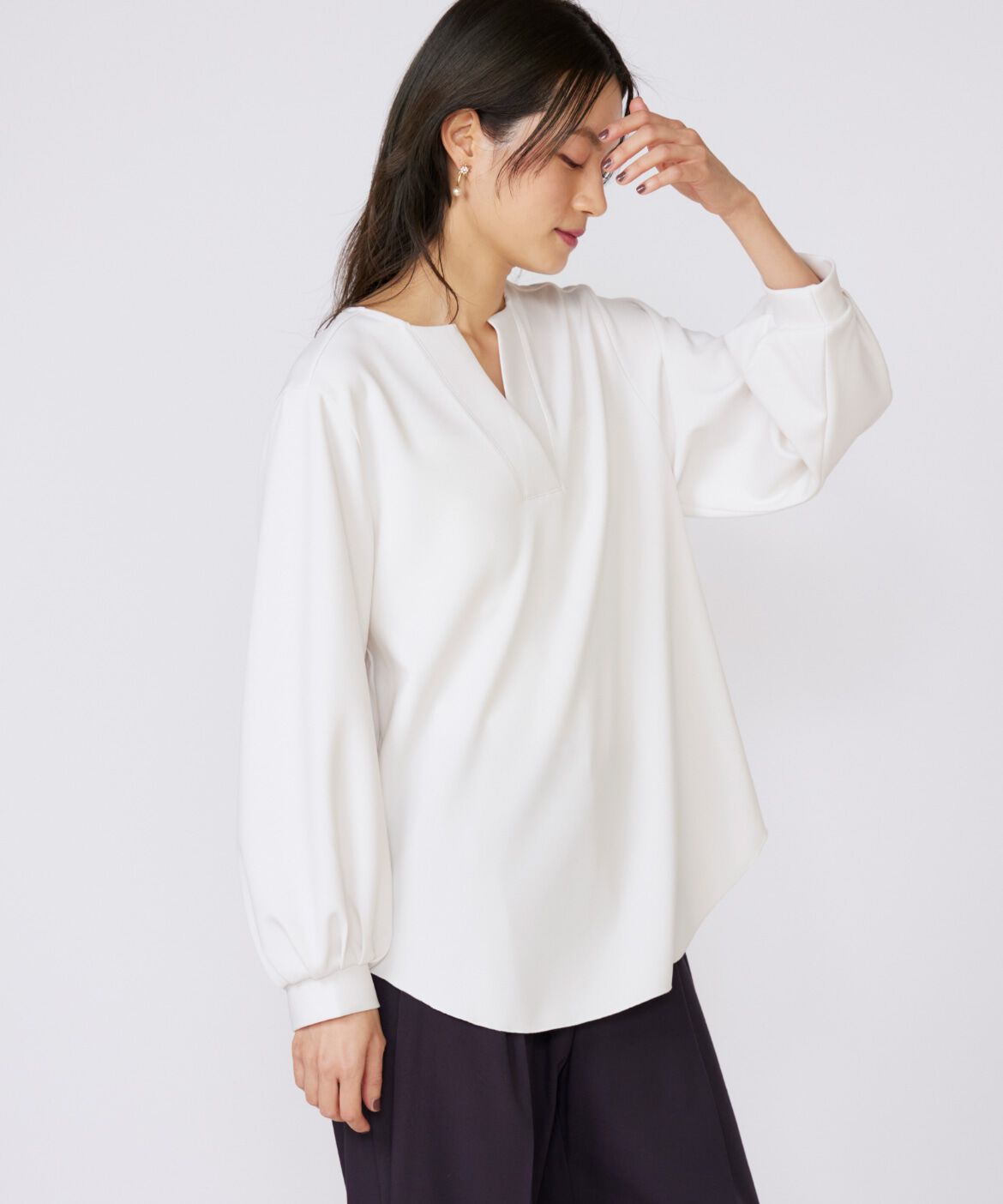 INED「ボリュームスリーブスキッパーブラウス」|Tシャツ・カットソー|