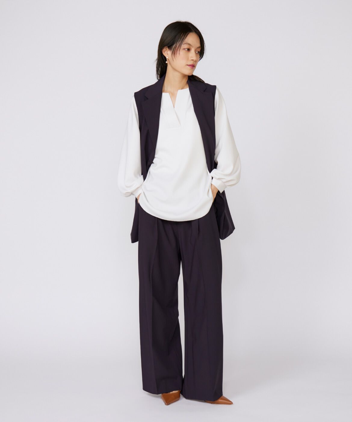 INED「ボリュームスリーブスキッパーブラウス」|Tシャツ・カットソー|